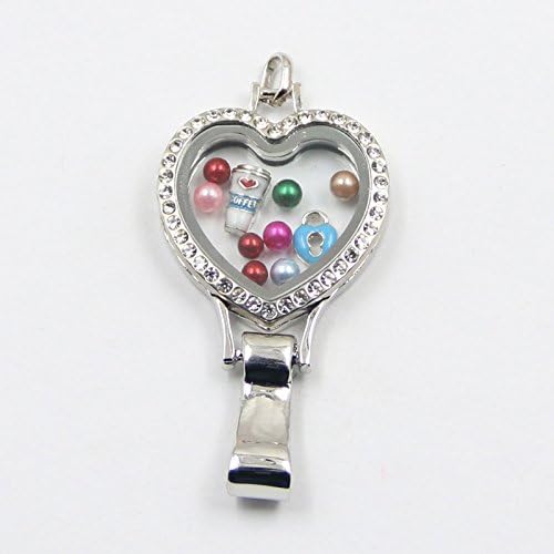 Bello Ochio Floatng Locket Landyard with 5 Charms Included Chain Badge Holder 30mm Round Silvertone