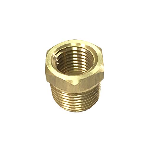 NIGO Brass Pipe Fitting, Hex Bushing (1 Pack, 1/2" NPT Male x 3/8" NPT Female)