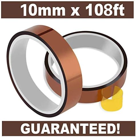 Honcontact High Temperature Tape, Polyimide Adhesive Tape, High Temperature and Heat Resistant Tape, for Masking, Soldering, Electrical, 3D Printer Application (10mmX108FTX2PCS)