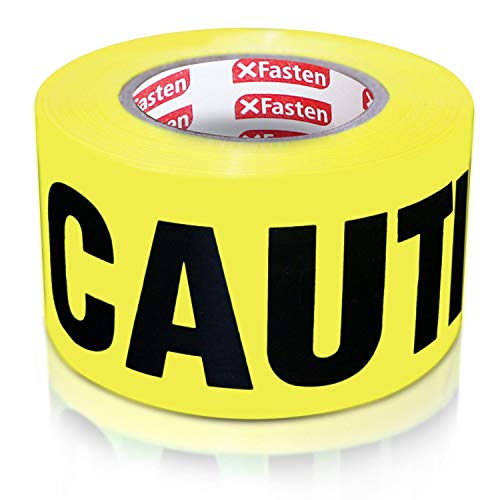 XFasten Caution Tape Roll, Non Adhesive, 3-Inch x 1000-Foot Yellow Black Barricade Safety Tape- High Visibility for Workplace Safety