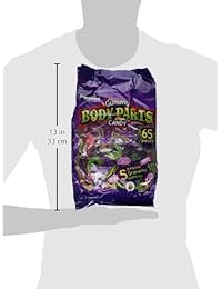 Golosinas masticables de partes del cuerpo, de Frankford, bolsa de 17.2 onzas, 65 unidades en una caja de etiqueta negra