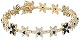 18k Yellow Gold-Plated Sterling Silver Sapphire Flower Bracelet, 7.25