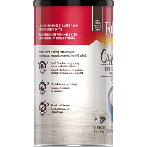 Folgers Cappuccino French Vanilla Instant Coffee Beverage Mix, 16