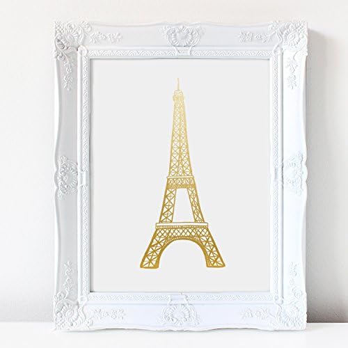 Eiffel Tower Gold Foil Print Wall Art Poster Paris Home Decor French Art Metallic Poster 8x10 inches