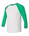 Next Level Women's Rib Collar 3/4 Sleeve T-Shirt, Envy/ Heather White, Small