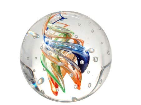 Dream ball paperweight medium: colourful spiral motif (Feng Shui) with small bubbles