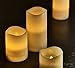 Hayley Cherie® - Textured Real Wax Flameless Candles with Timer (Set of 4) - LED Candles 3, 4, 5, 6 inches Tall - Flickering Amber Flame - Battery Operated Pillar Candles – Large Unscented