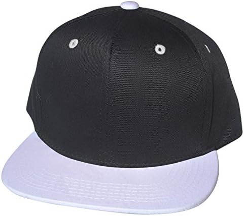 QML Premium Cotton Snapback Baseball Cap Solid and 2-Tones ( 33 Colors / Adjustable) (2 TONE, BLACK/WHITE)