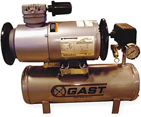 Gast 1/6 HP, 2 gal. Horizontal Oil-less Tank Mounted Electric Air Compressor - 1LAA-246T-M100GX