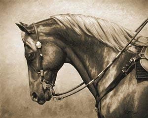 YINYINEE 5D Diamond Painting Kits for Adults Full Drill Western Horse Painting in Sepia Embroidery Rhinestone Painting-12 x 20