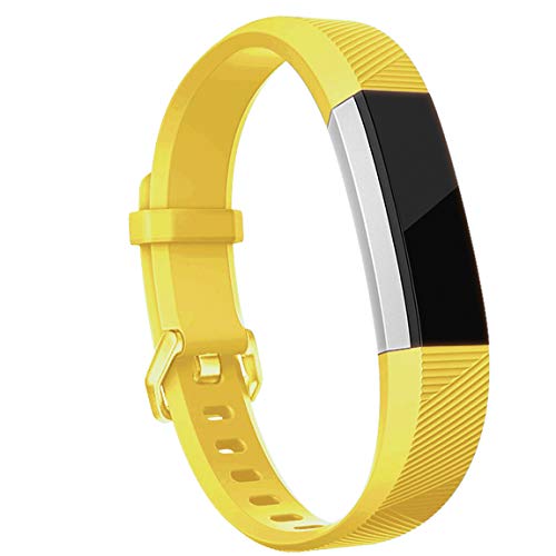 Maledan Bands Compatible with Fitbit Alta Women Men, Waterproof Replacement Band Strap for Fitbit Alta HR/Alta/Ace Kids, Large, Mango Yellow