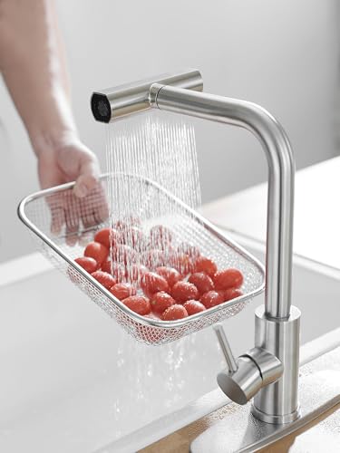 Kitchen Faucet with Pull Down Sprayer Waterfall Stainless Steel Single Handle Kitchen Sink Faucet with 3 Function Sprayer for Farmhouse RV Laundry Bar and Home Use