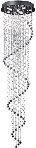 Linght D23.6" X H110.2" Round Modern Spiral Rain Drop Design Crystal Chandelier Crystal Ceiling Light Fixture