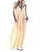 MIXMAX Women's Strappy Casual Loose Boho Chiffon Pocket Long Maxi Dress (Asian L, Apricot)