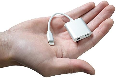 Feister Bluetooth Headphones Adapter with Mic, Support Call and Listen and Charge, Lightning to 3.5 mm Headphone Jack Adapter for iPhone 7/7 Plus, Silver