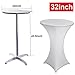 RELIANCER 2 Pack 32inch Highboy Cocktail Round Spandex Table Cover Four-Way Tight Fitted Stretch Tablecloth Table Cloth for Outdoor Party DJ Tradeshow Banquet Vendor Wedding(2PC 32''X43'',White)