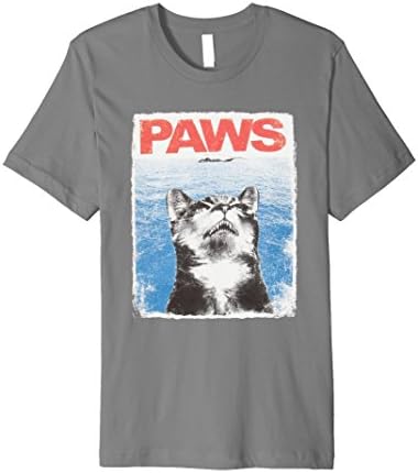 Men's Paws Cat Kitten Meow Parody cool Tshirt XL Slate