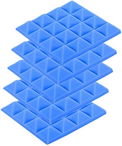 WPOtee 5 Pack Set Acoustic Foam Panels, Studio Wedge Tiles, 2" X 10" X 10" Acoustic Foam Sound Absorption Pyramid Studio Treatment Wall Panels (Blue)
