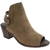 MVE Shoes Womens Stylish Comfortable Low Heel Buckled Open Toe Heeled Sandals, Taupe 9
