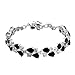 GULICX Silver Tone Tennis Bracelet with Black Cubic Zircons Women's Fashion Wedding Jewellery