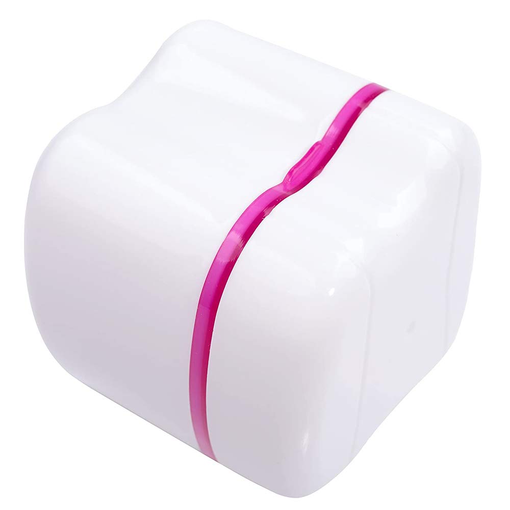 Denture Brush Retainer Case, Denture Case, Denture Cups Bath, Dentures Container with Basket Denture Holder for Travel, Mouth Guard Night Gum Retainer Container (pink) : Beauty