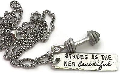 Dumbbell Necklace With Quote Hand Stamped By Bliss Stamped Jewelry
