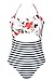 CUPSHE Women's Halter Design Printing Tie at Back One-Piece Padding Swimsuit, Orange Lilies Print, Large