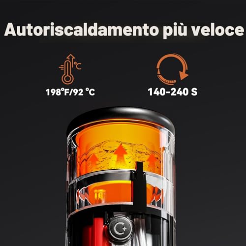 CERA+ Epresso Self-Heating Portable Coffee Machine, Up to 8 Cups for Charging & 20Bar, 3 x 4500 mAh, CERApresso Compatible with NS Ground Coffee, Electric Coffee Machine, Camping Office, Car