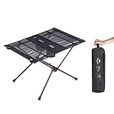 Foldable Portable Camping Table with Cup Holders, Nylon Fabric Table Top Aluminum Alloy Frame, Easy to Assemble Clean, Lightweight Compact Durable for Outdoor Camping Hiking and Picnic