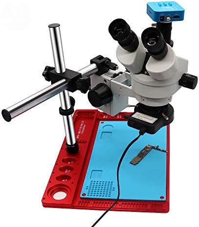 RENZHEN 3.5X-90X trinocular zoom stereo microscope 360 ​​degree rotating arm digital headband welding repair pad