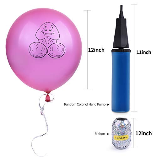 Bachelorette Party Balloons RoseRed and Purple Amount 100 pcs, l\'aise vie 10 inch Funny Balloons Fun Image Naughty Balloons Interesting Party Balloons Suitable for Hen Party（Included Free Hand Pump）