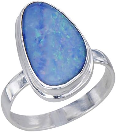 Men's Australian Fire Doublet Opal Ring 925 Sterling Silver Statement Ring