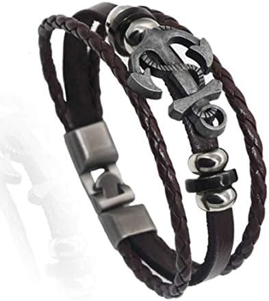 ookmngft Men's Leather Bracelet Men's Bracelet Multilayer Accessories Jewelry Black Color Leather Bracelets