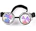 Lelinta Steampunk Rave Glasses Goggles with Rainbow Crystal Glass Lens,Silver,Adjustable