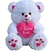 My Cuddle Bears Large I LOVE YOU Plush Fluffy Cozy White and Pink Love Teddy Bear 16 Inches Tall