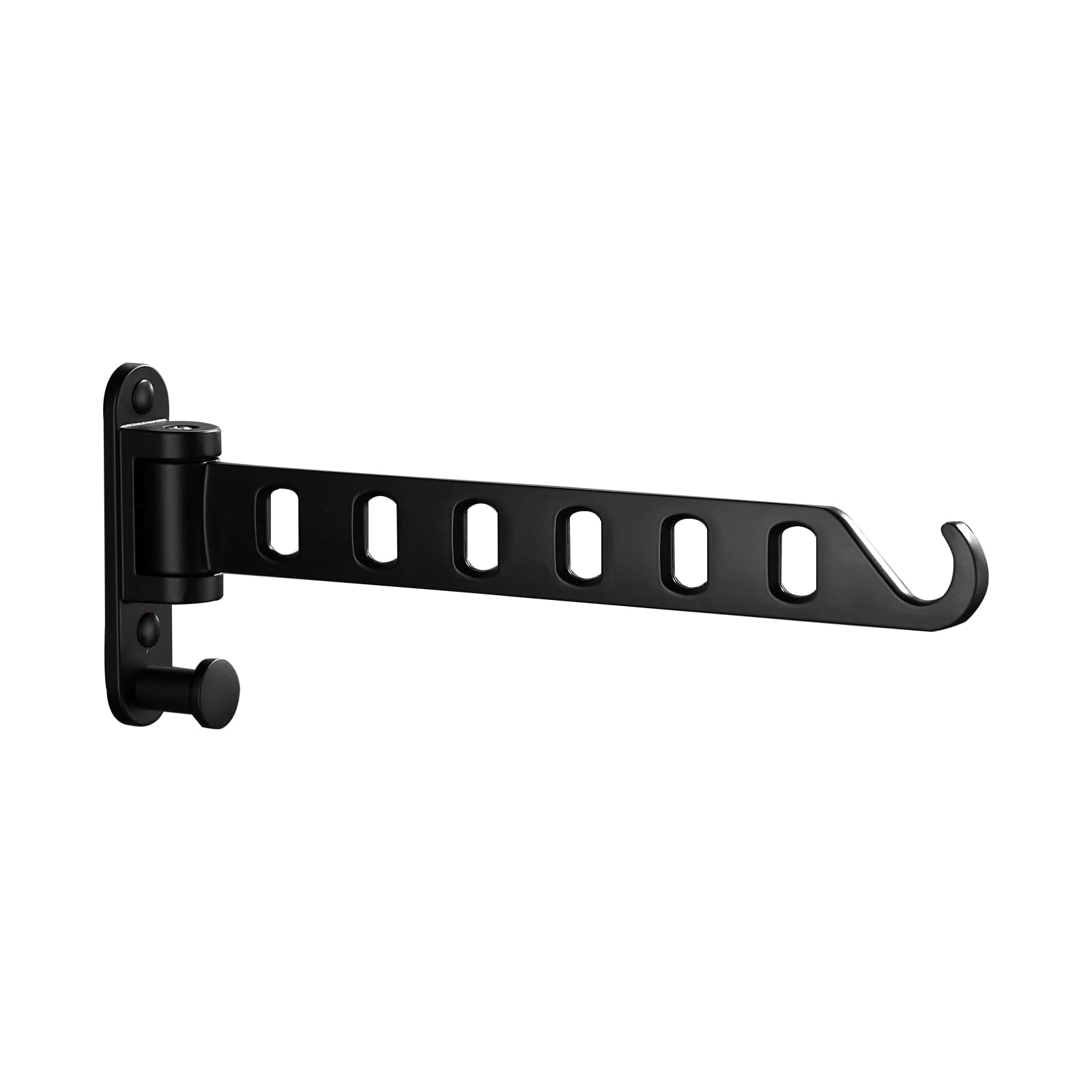 JOOM Wall Mounted Clothes Hangers, Foldable Clothing Drying Racks for Laundry Room Organization with Hooks Swing Arm,Laundry Room Dryer Rack, Sturdy Hanging, Foldable 180°Rotation(Black)