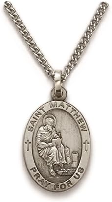 Sterling Silver Catholic Patron Saint Medal Pendant, 7/8 Inch to 1 Inch