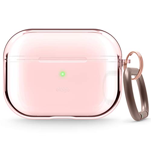 elago Compatible with AirPods Pro Case Clear - High Rating, TPU Transparent Shockproof, Protective Case Cover with Keychain, Gel Tape Included, Wireless Charging [Lovely Pink]