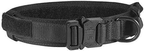 1.5" Army Tactical Heavy Duty Nylon Dog Collar Adjustable Training Collars (XL, Black)