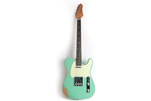 Fojill Light Relic Vintage Aged Full Size Electric Guitar Solid Mahogany Body Roasted Canadian Maple Neck Genuine Rosewood Fretboard Bone Nut With Gig Bag (Relic Green)