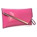 b.m.c BMC Fashionably Chic Hot Pink Faux Leather Gold Metal Accent Envelope Style Statement Clutch