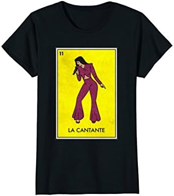 Womens La Cantante Loteria Card Tee Shirt Small Black