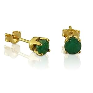 emerald stud earrings round