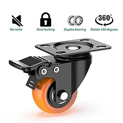 HOLKIE 2 inch Plate Casters with Safety Brake, 360