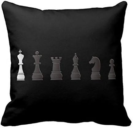 All Black One White Chess Pieces Throw Pillow Case Cushion Cover