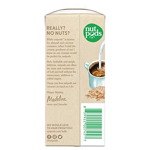 nutpods Oat Original, (12Pack), Unsweetened DairyFree Creamer, Nut