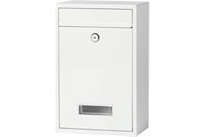 Mailbox with Key Lock, Lovndi Wall Mounted Locking Mailboxes, Small Capacity Drop Lock Box for Outdoor, White
