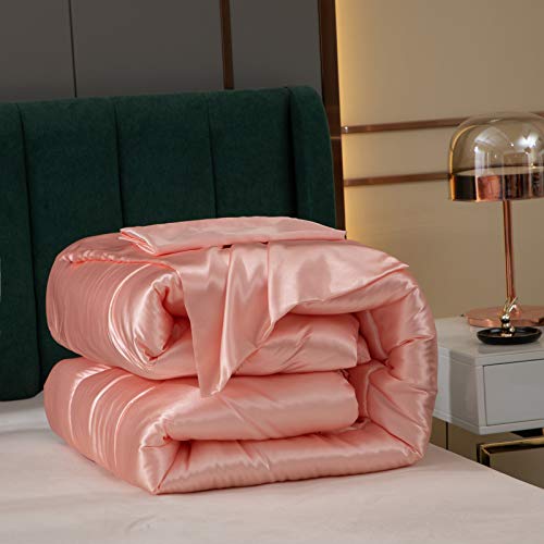 Pink Stain Comforter Set Luxury Silk Like Satin Comforter Light Pink