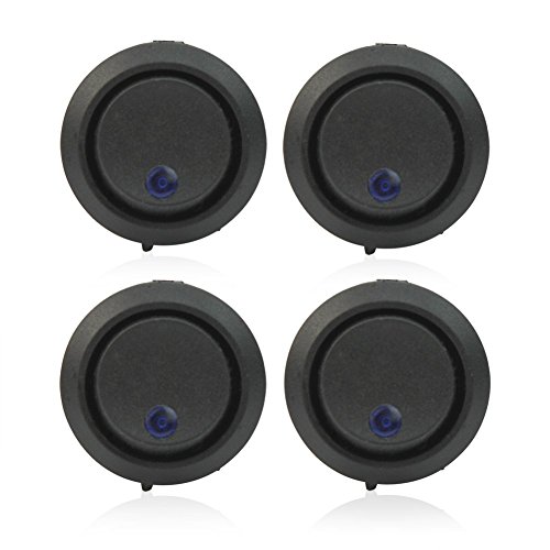 4x Mini Round LED Rocker Indicator Switch 3 Pin On-Off Snap-in 12V DC for Car Boat Marine