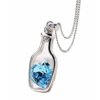 SMTSMT Ladies Popular Crystal Necklace Love Drift Bottles (Blue)